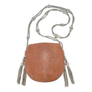 Etro Milano Brown Shagreen Mini Crossbody Saddle Bag